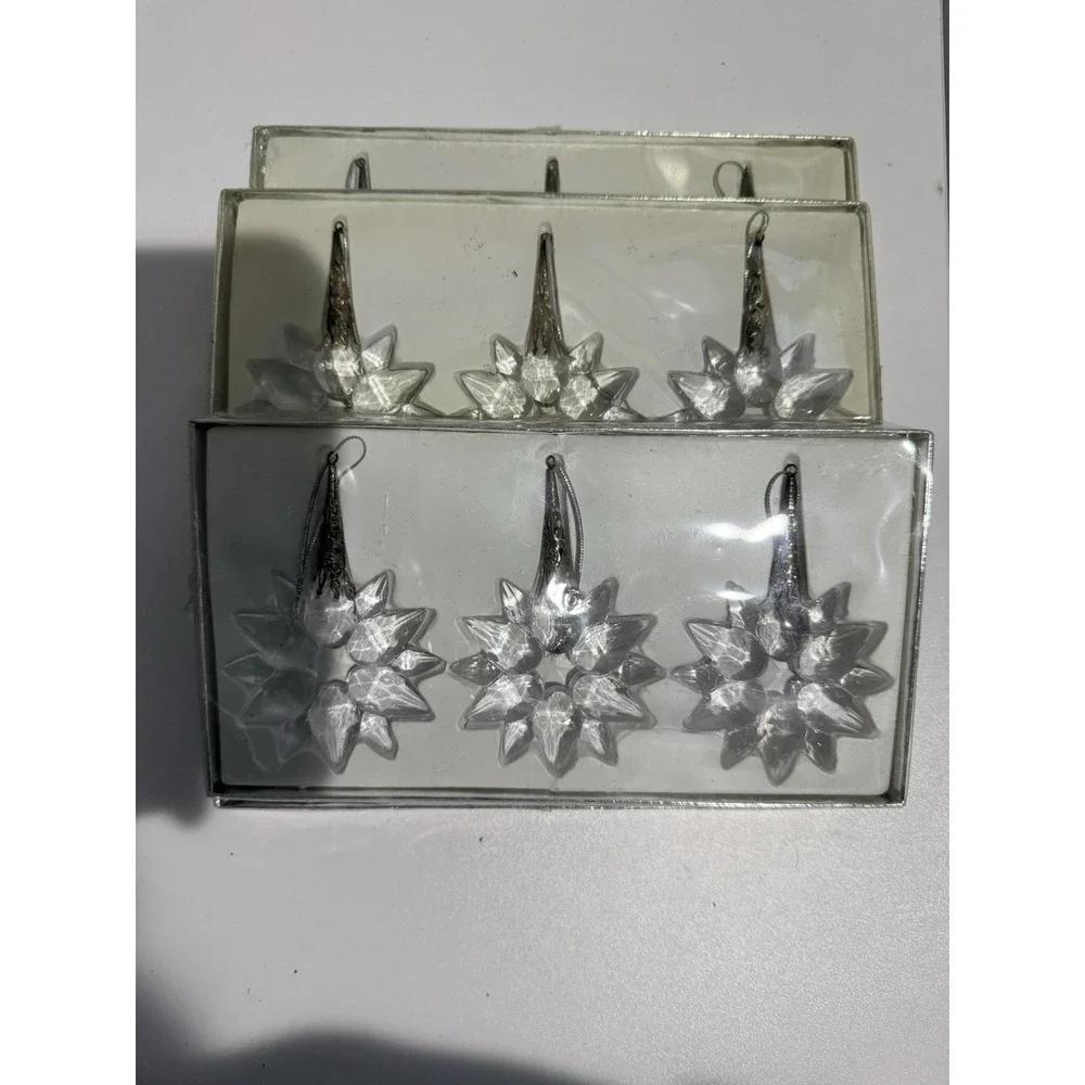 4 Boxes Clear Acrylic Starburst Ornaments With‎ Silver Tone Accents M